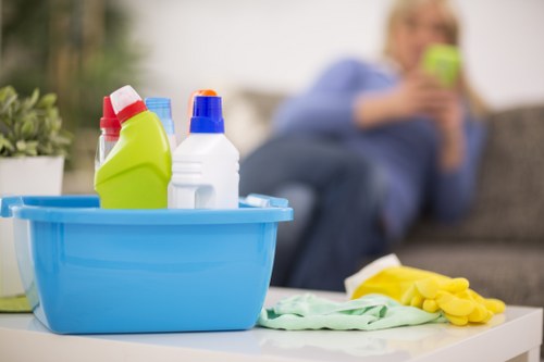 Technician managing a carpet cleaning appointment and access arrangements